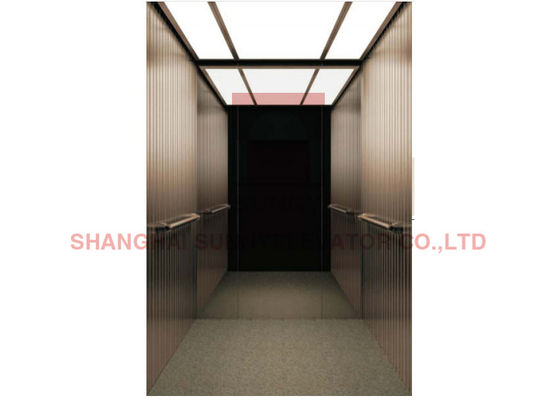 elevación residencial del elevador de 400kg VVVF con Rose Gold Etched Stainless Steel