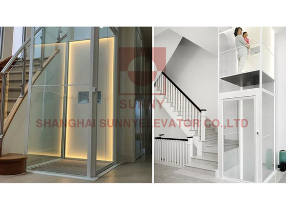 A casa 4 personas del piso 2 levantan el elevador para 400kg al aire libre interior